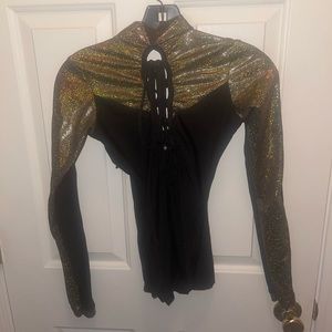 Black and b gold body suit